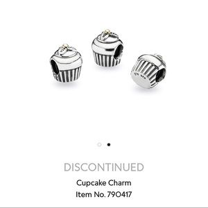 Pandora authentic sterling silver cupcake charm - retired